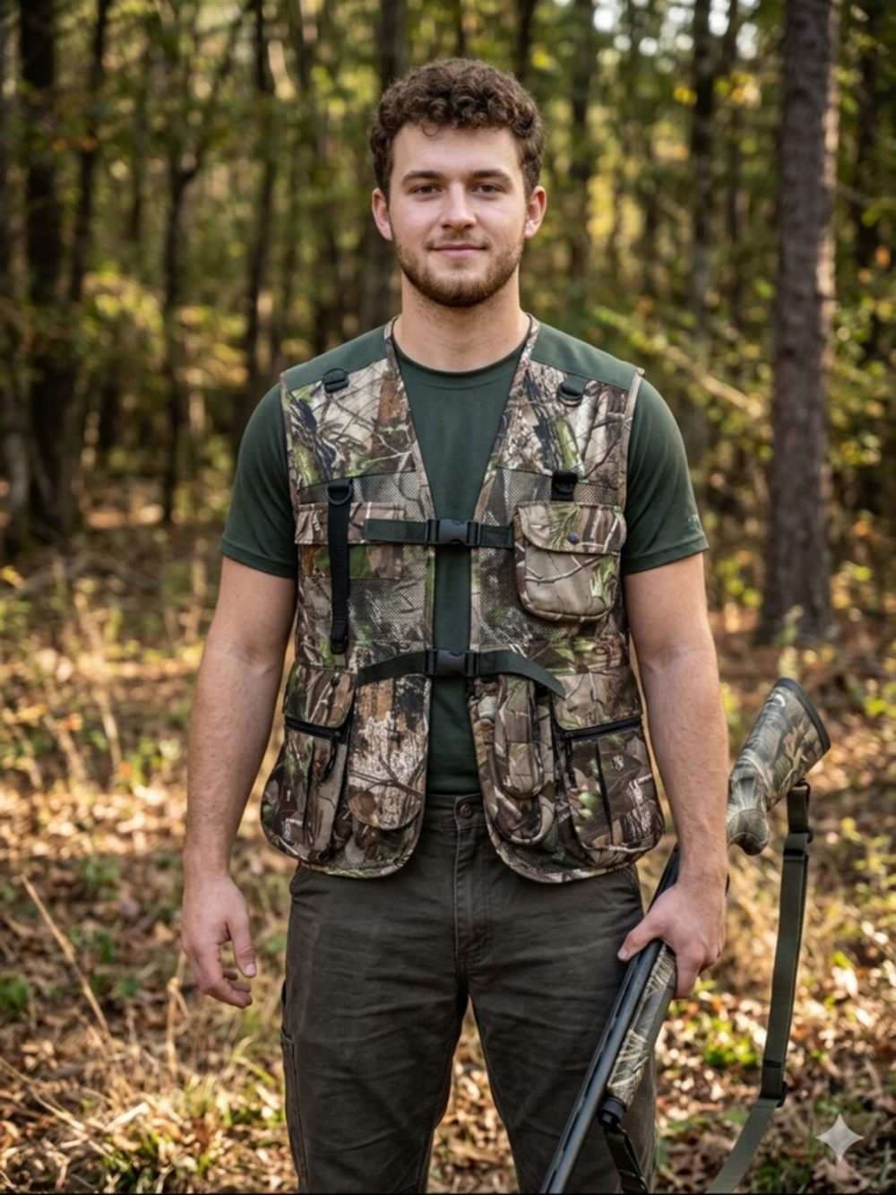 Camouflage Hunting Utility Vest - Green/Camo